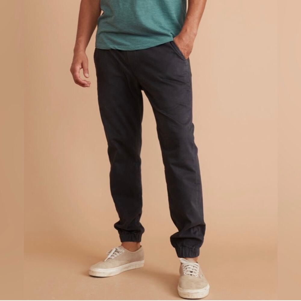 MARINE LAYER Mens Saturday Drawstring Chino Jogger Pants Washed Black, Medium